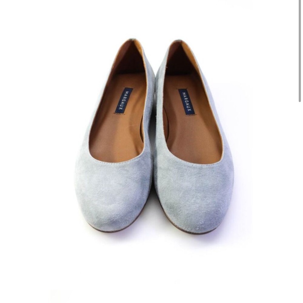 Margaux Womens The Classic Round Toe Ballet Flats Suede Slate Gray 38 7 NARROW